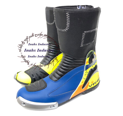 #ad VR 46 Motorbike Leather Shoes Riding Motorcycle Racing Boots Original Leather $119.00