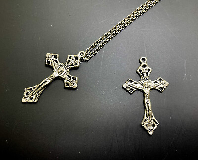#ad 2PCS Pendant Only Jesus Cross Antique Filigree Vintage Pendant for Necklace $9.99