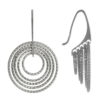 #ad Sterling Silver Round Rhodium plated Earrings $56.00