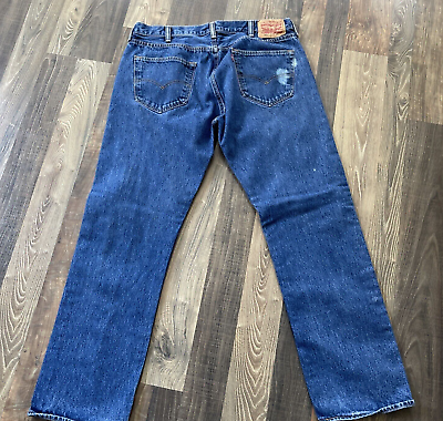 #ad Levi#x27;s 501 Blue Denim Classic Jeans Blue actual size 35X29 Stained $28.82