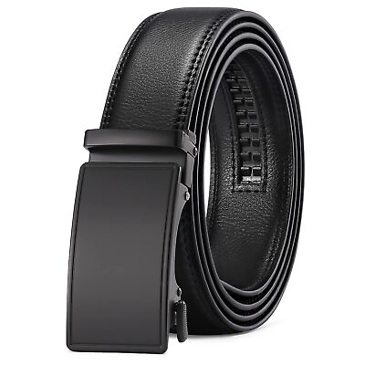 #ad SENDEFN Men#x27;s Leather Belt Automatic Ratchet Buckle Slide Belt for Dress $17.06