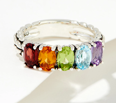 #ad John Hardy Jai Size 6 Rainbow Multi Gemstone Sterling Silver Ring $265.00