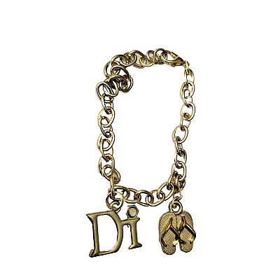 #ad Diamonds International Di Gold tone Bracelet 1 Charm Lobster Clasp Vintage $9.75