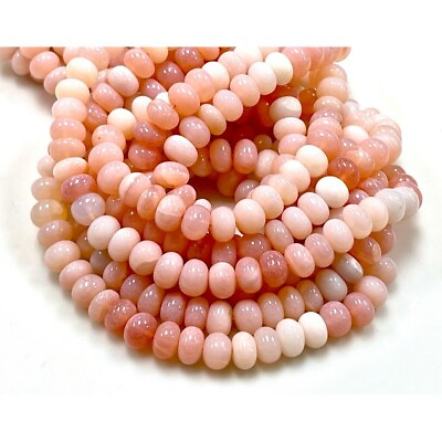 #ad Smooth Pink Opal Natural Gemstone Rondell Shape Beads Strand Size 8 9mm 16quot; Long $16.99