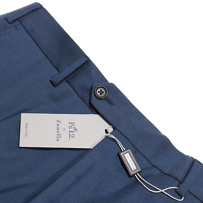 #ad Zanella NWT Dress Pants Size 34 Pn12 In Solid Bright Blue Birdseye Wool $187.49