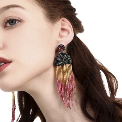 #ad Bohemian Beaded Dangling Handmade Earrings $5.99