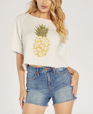 #ad WILDFOX Pineapple Billie Short Sleeve Pullover Size M Orig. $98 NEW $58.80