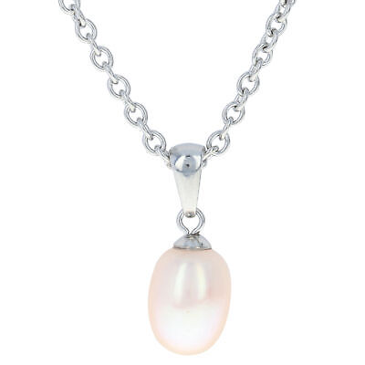 #ad Stainless Steel Freshwater Pearl Pendant Necklace 24quot; Solitaire Cable Chain $19.99