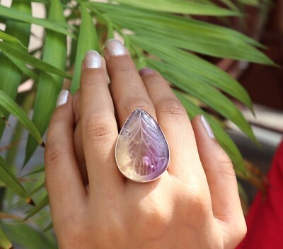 #ad Beautiful Natural Carving Ametrine Sterling Silver Ring Jewelry Gift for Her $44.39