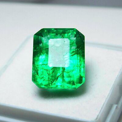 #ad 10 Ct Natural Rare Emerald Cut Colombian Green Emerald Certified Loose Gemstone $11.72