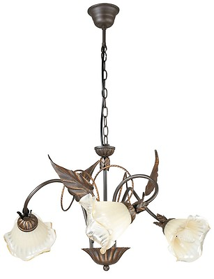 #ad Chandelier Wrought Iron A Hanging Classic Glass And Metal Brown $196.27