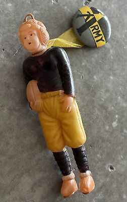 #ad Antique Army Football Player in Uniform Celluloid Doll w Pinback Button Pin $16.99