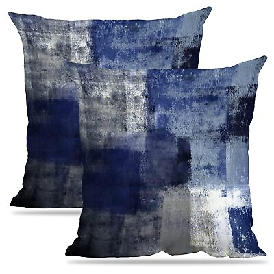 #ad Set of 2 Blue Art Artwork Contemporary Decorative Gray Home Decorative Throw ... $23.88