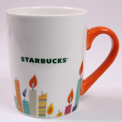 #ad Starbucks Happy Birthday Candles Orange Handle Logo Coffee Mug 2020 Tea Cup 10oz $9.03