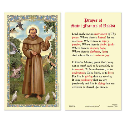 #ad Laminated St. Francis of Assisi Holy Prayer Card Instrument of Peace Prayer $2.79