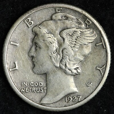 #ad 1927 Mercury Silver Dime CHOICE AU E292 ZYL $17.60