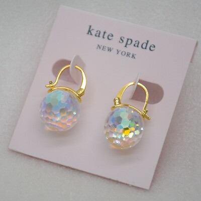 #ad KATE SPADE UNIQUE LEVERBACK GOLD CUT CRYSTALS GLASS HUGGIE EARRINGS FOR GIRLS $13.99