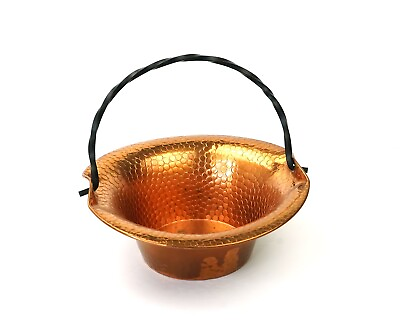 #ad Coppercraft Hammered Basket with Rotating Handle by Guild Copper Vintage $27.95