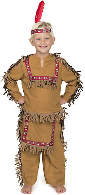 #ad Native American Indian Costume for Boys Indian Costume Includes Headband $24.99