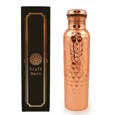 #ad KraftBarn 34 OZ Pure Copper Bottle Hammered Gloss USA SELLER Buy 2 amp; Save 15% $16.49