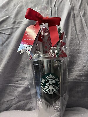 #ad Starbucks Happy Holidays Gift Set With Coffee amp; Acrylic Cold Cup 16 OZ Silver $17.25