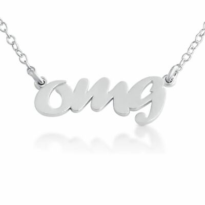 #ad Azaggi Sterling Silver Script Word OMG Oh My God Abbreviation Pendant necklace $67.95