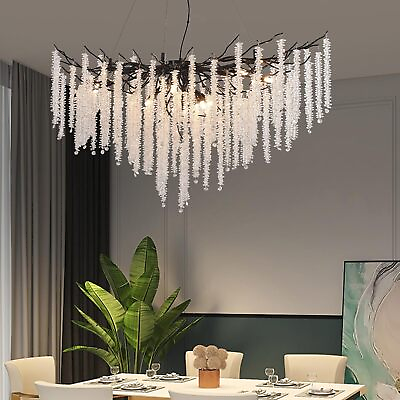#ad Modern Crystal Tree Branch Chandelier Luxury Living Room Bedroom 43in Black $217.90