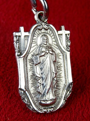 #ad Vintage Saint Therese Shrine Pilgrimage Sterling Catholic Scapular Rosary Medal $74.99