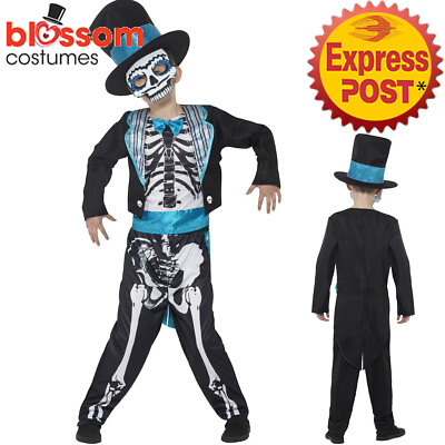 #ad CK1049 Day of the Dead Groom Costume Boys Kids Skeleton Halloween Fancy Dress Up AU $35.62
