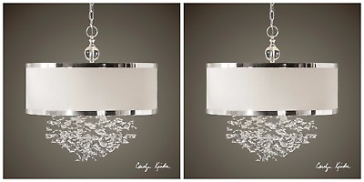 #ad TWO 22quot; FASCINATION FLOATING CRYSTAL PENDANT HANGING SHADE CHANDELIER LIGHTS $2019.60