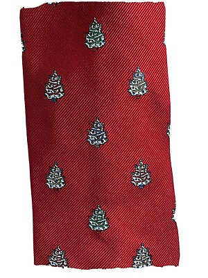 #ad Zianetti 100% Silk Necktie Christmas Tree Elegant Woven Red Holiday Classic USA $11.91