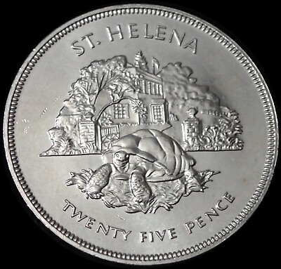 #ad Saint Helena 25 Pence 1977 Elizabeth II Silver Jubilee Coin WCA 8393 GBP 9.99