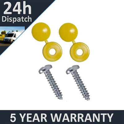 #ad 2x Number Plate Self Tapping Screws With Yellow Hinged Caps GBP 0.99