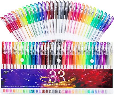 #ad 33 Neon Glitter Color Gel Pens Art Markers 40% More Ink for Adult Coloring Books $9.35