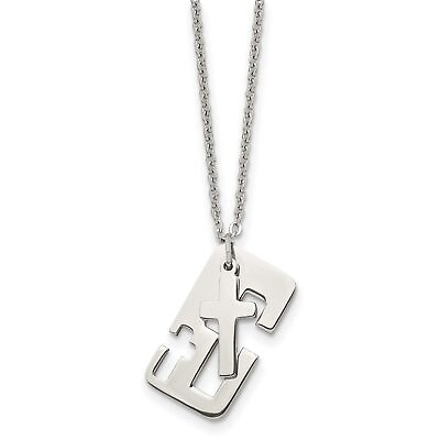 #ad Stainless Steel Polished Cross Necklace $23.99