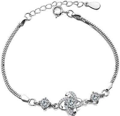 #ad Blazeeria amp; Co Sterling Silver Bracelet for Women Adjustable Luxury Floral Patte $35.00