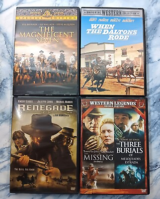 #ad Lot of 4 Classic Western DVDs: Brynner McQueen Jones Cassel Blanchett $9.73