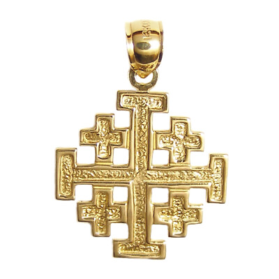 #ad New 14k Yellow Gold Jerusalem Cross Pendant $104.99