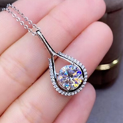 #ad 3.68 TCW Round Cut White Moissanite Pendant In 14K White Gold Plated No chain GBP 141.55