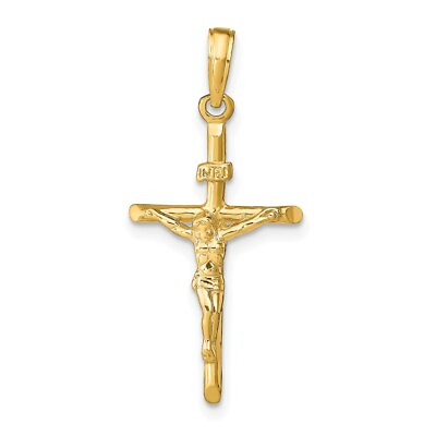 #ad Real 14kt Yellow Gold Stick Style Crucifix Pendant $160.97