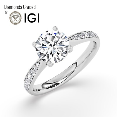 #ad IGI 1.50CT Solitaire Lab Grown Round Diamond Engagement Ring 18K White Gold $1563.70