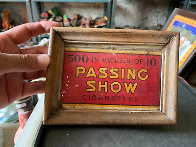 #ad Collectible Old Vintage Passing Show Cigarette Adv. Litho Tin Sign Board Framed $160.30