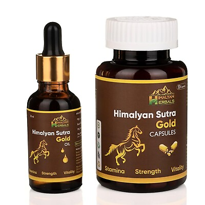 #ad Himalyan Sutra Gold Capsules Men#x27;s Massage Oil 30ml Combo For Better Performance $49.99