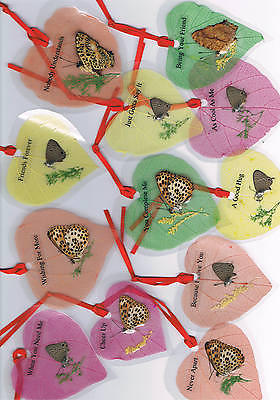 #ad Laminated Butterfly on the Leaf HEART Shape Plastic sheet Assorted 5 pieces $14.00