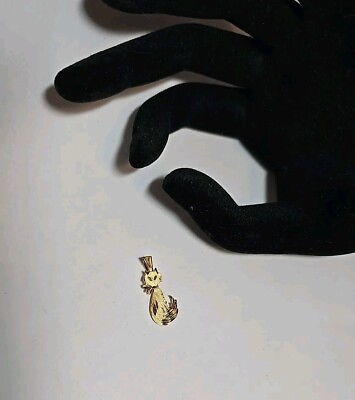 #ad 14k Yellow Gold Kitty Cat Pendant Diamond Cut By Michael Anthony $79.99