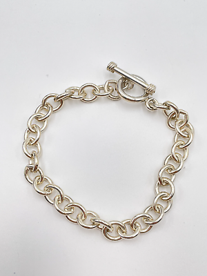#ad STERLING SILVER 925 8.5quot; CABLE CHAIN TOGGLE BRACELET 23.4g $39.96