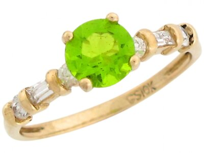 #ad 10k or 14k Gold White CZ Accent Ladies Simulated Peridot August Birthstone Ring $159.99