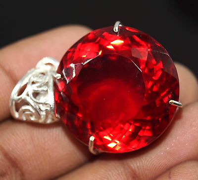 #ad Certified Natural 107.30 Ct Brazilian Red Round Topaz Pendant Loose Gemstone $41.86