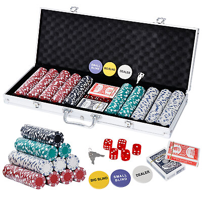 #ad 500 Chips Poker Chips Set 11.5 Gram Holdem Cards Game with Case amp; Dices at Home $34.29