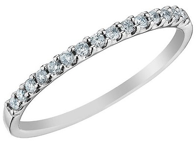 #ad 14K Ladies White Gold Round Diamond Prong Wedding Engagement Band Ring 0.15ct $339.99
